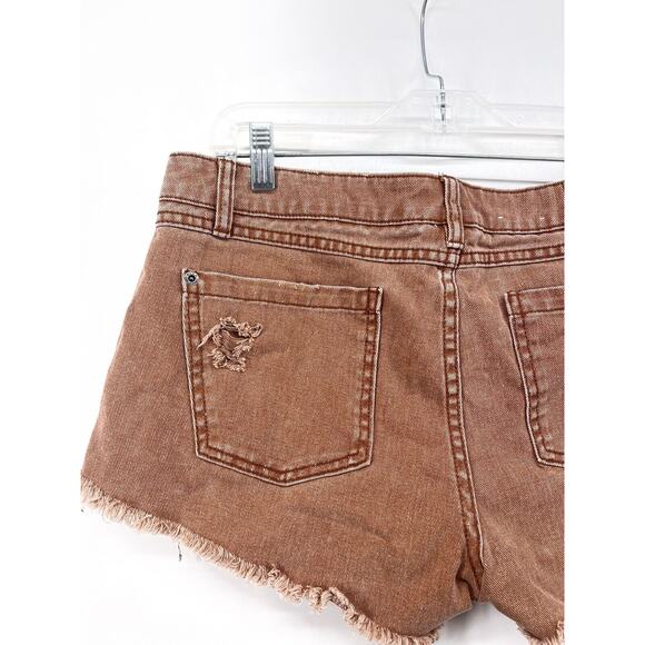 RVCA Hello Mellow Brown Cutoff Denim Jean Shorts Frayed Edge Women’s Size 29 - Picture 4 of 12